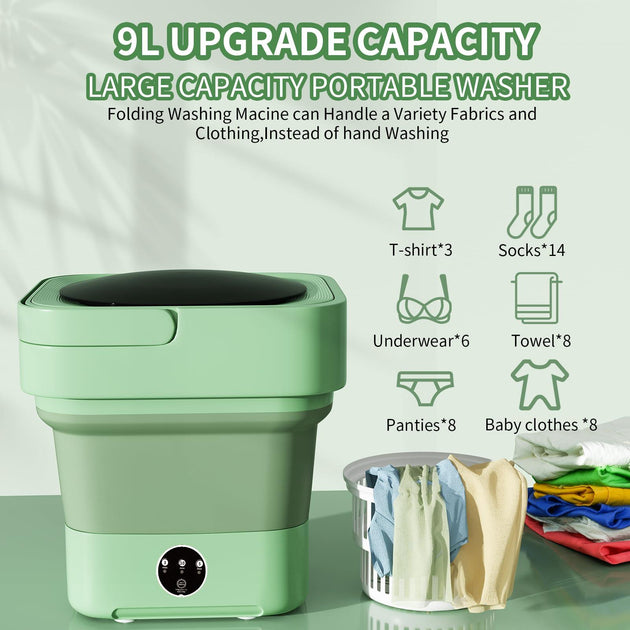 Mini 8L Portable Foldable Washing Machine Washer for Underwear Baby Clothes Camping Travel Green Products On Sale Australia | Appliances > Washers & Dryers Category