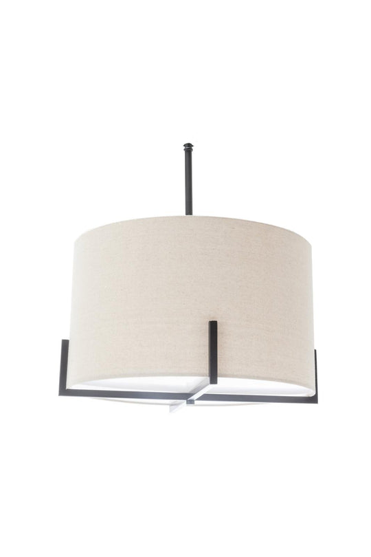 Buy Modern Scandi Metal Hanging Pendant Lamp w/ Linen Shade Light - Matte Black discounted | Products On Sale Australia