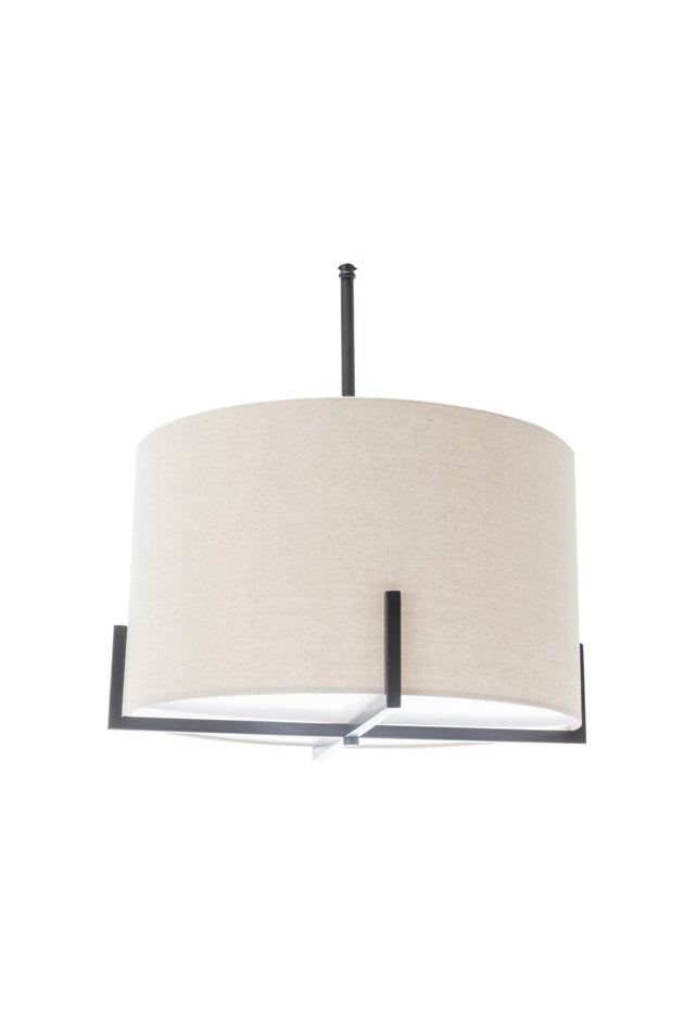 Buy Modern Scandi Metal Hanging Pendant Lamp w/ Linen Shade Light - Matte Black discounted | Products On Sale Australia