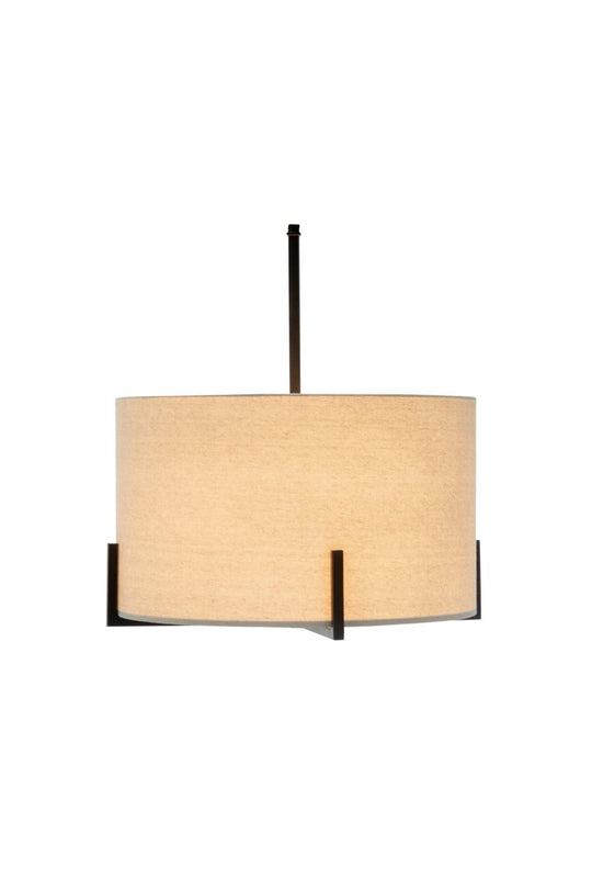 Buy Modern Scandi Metal Hanging Pendant Lamp w/ Linen Shade Light - Matte Black discounted | Products On Sale Australia