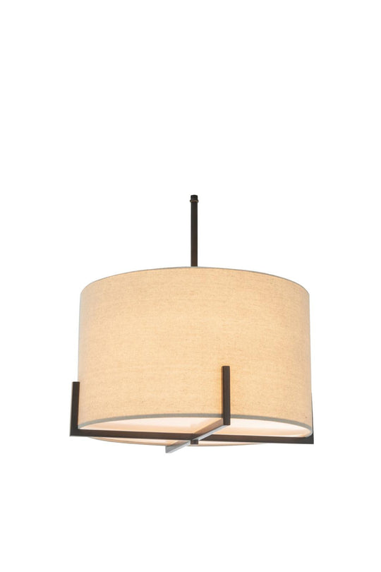 Buy Modern Scandi Metal Hanging Pendant Lamp w/ Linen Shade Light - Matte Black discounted | Products On Sale Australia