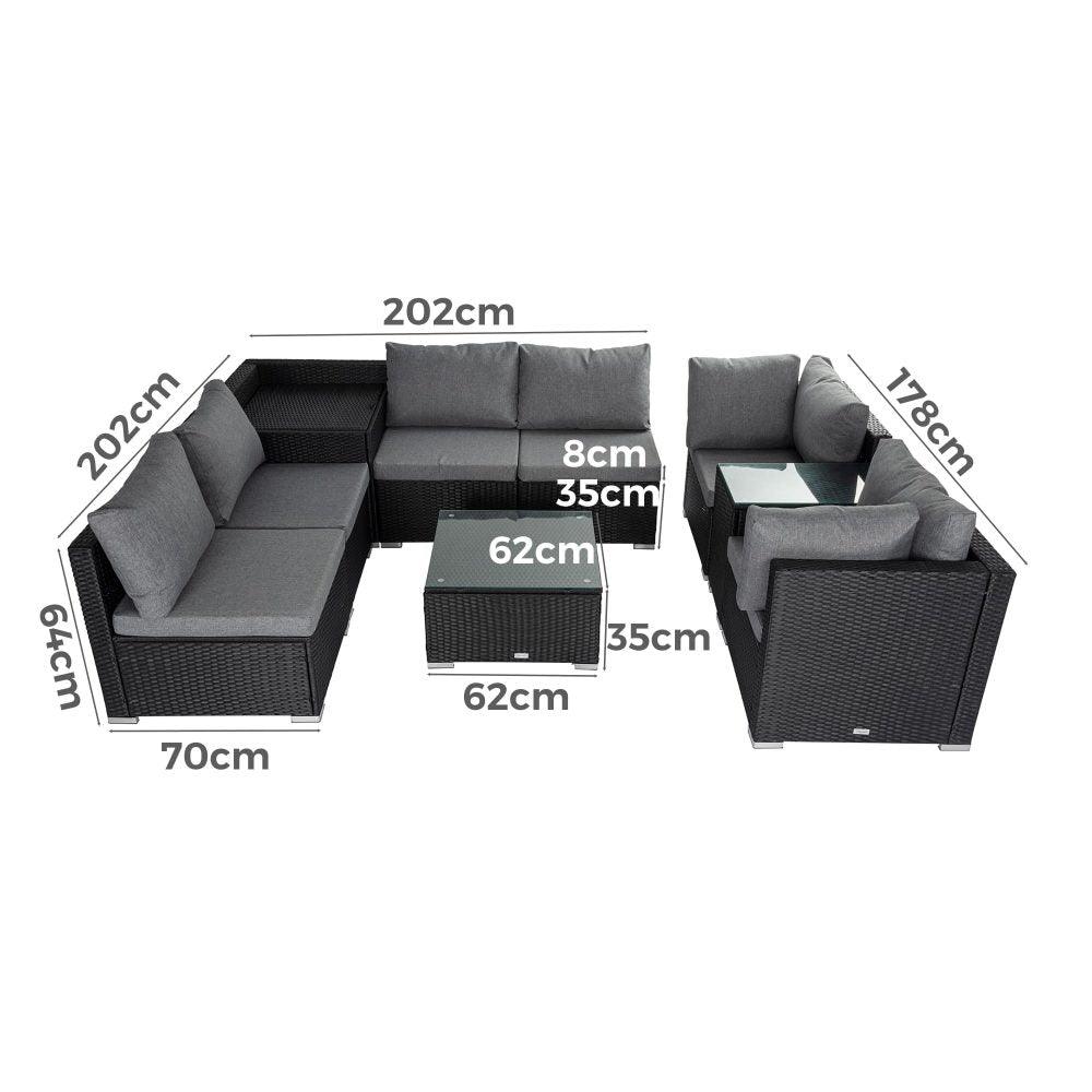 Buy Modular Outdoor Lounge Set-9pcs Sofa, Armchairs and Coffee Table discounted | Products On Sale Australia