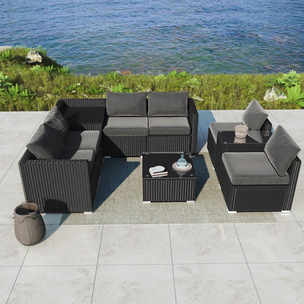 Buy Modular Outdoor Lounge Set-9pcs Sofa, Armchairs and Coffee Table discounted | Products On Sale Australia