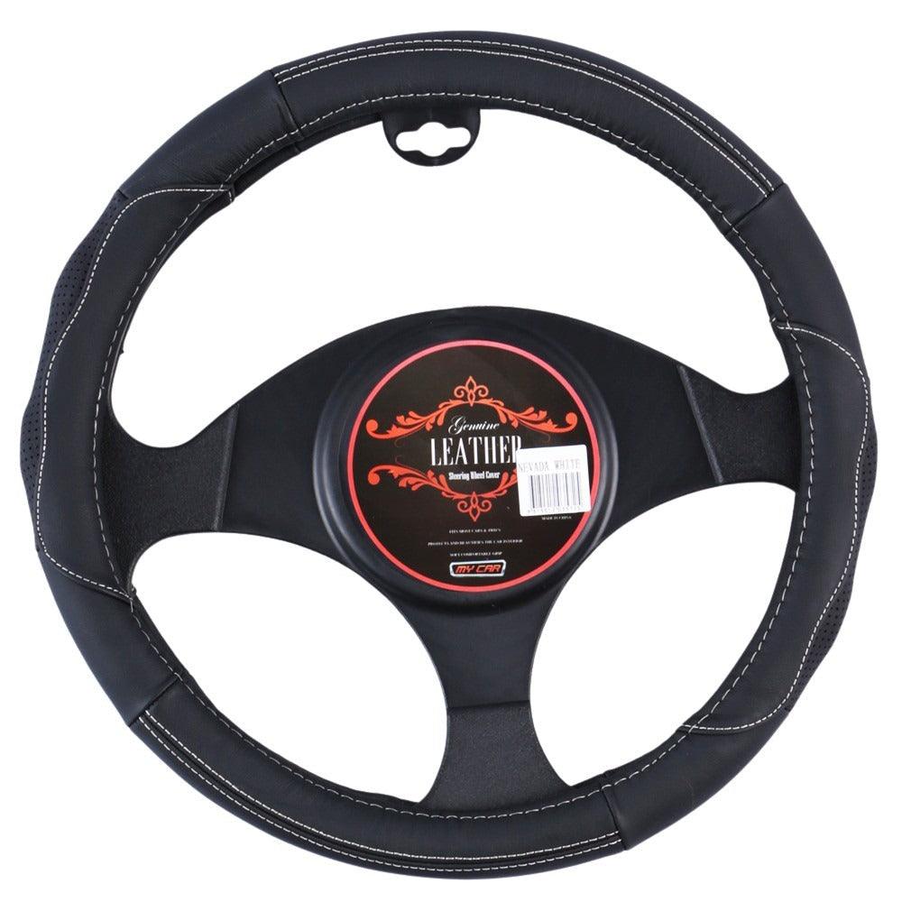 Buy Nevada Steering Wheel Cover - Black/White [Leather] discounted | Products On Sale Australia