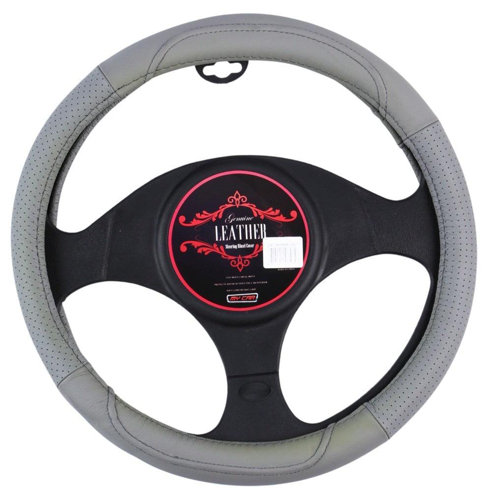 Buy Oklahoma Steering Wheel Cover - Grey [Leather] discounted | Products On Sale Australia