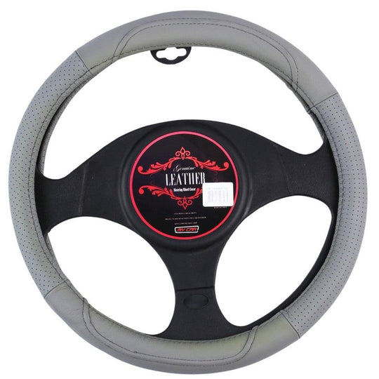 Buy Oklahoma Steering Wheel Cover - Grey [Leather] discounted | Products On Sale Australia