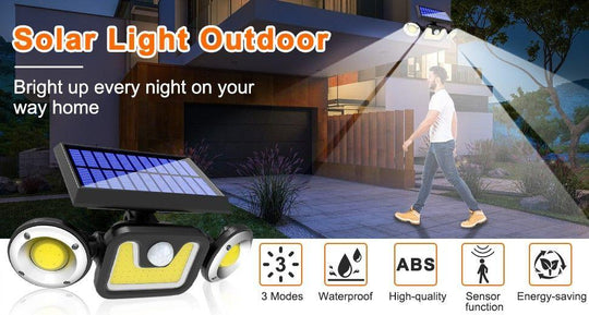Buy Outdoor Solar Lights with 3 Adjustable Head for Porch Garden Patio discounted | Products On Sale Australia