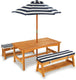 Buy Outdoor Table & Bench Set with Cushions & Umbrella (Navy) discounted | Products On Sale Australia