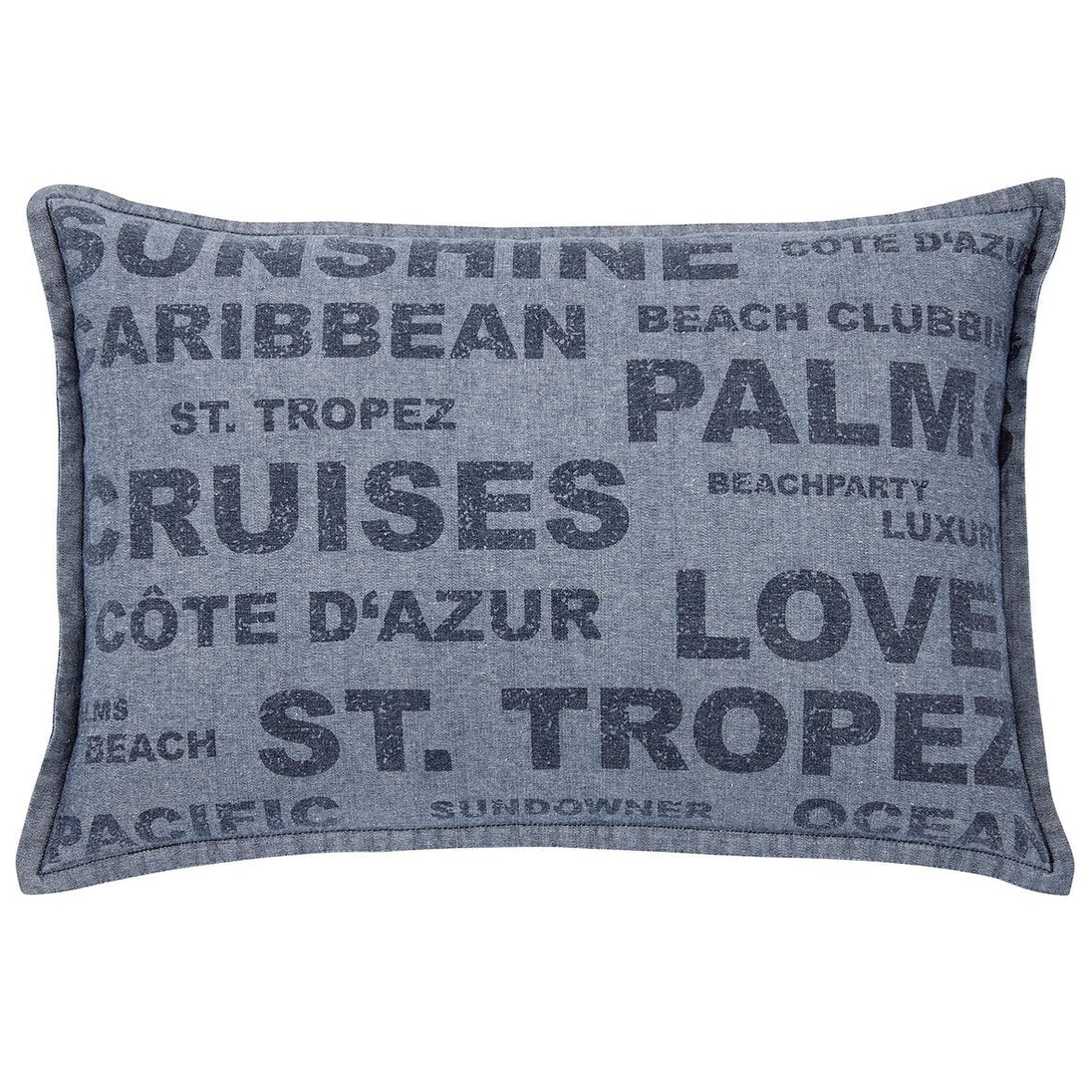 Buy Pack of 2 Denim Sunshine Wording Cushion Cover Cruises, Caribbean, Love etc discounted | Products On Sale Australia