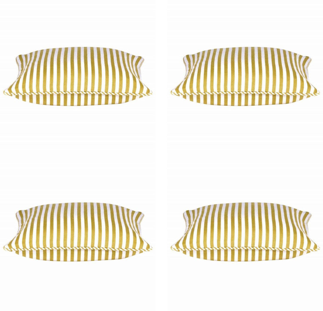 Buy Pack of 4 Dandi Mustard Yellow & White Striped Square Cushion Covers 40x40cm discounted | Products On Sale Australia