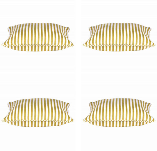 Buy Pack of 4 Dandi Mustard Yellow & White Striped Square Cushion Covers 40x40cm discounted | Products On Sale Australia