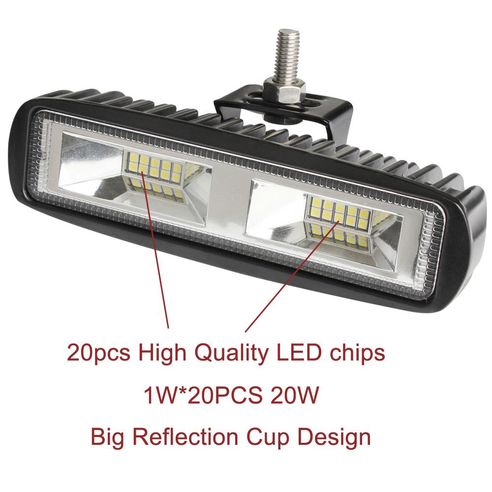 Buy Pair 6inch 20w LED Work Driving Light Bar Ultra Flood Beam Lamp Reverse Offroad discounted | Products On Sale Australia