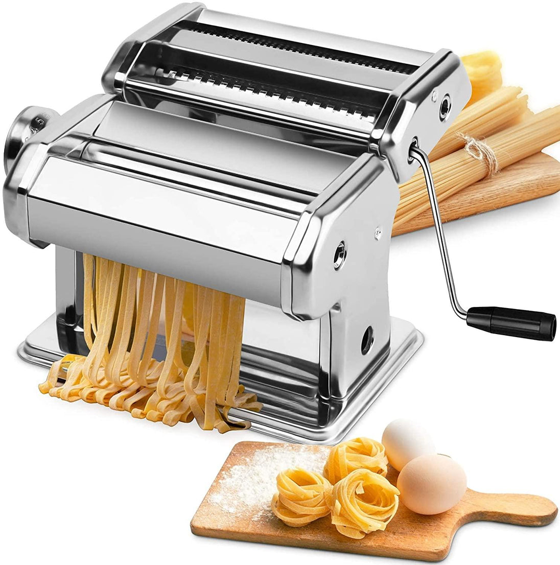 Buy Pasta Maker Manual Steel Machine with 8 Adjustable Thickness Settings discounted | Products On Sale Australia