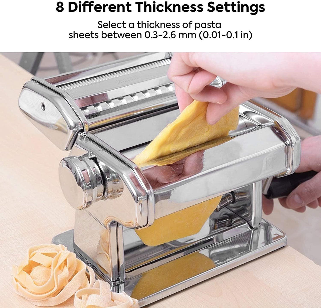 Buy Pasta Maker Manual Steel Machine with 8 Adjustable Thickness Settings discounted | Products On Sale Australia