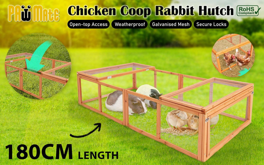 Buy Paw Mate Chicken Coop Rabbit Hutch Extension Run 180 x 90 x 48cm Runey discounted | Products On Sale Australia