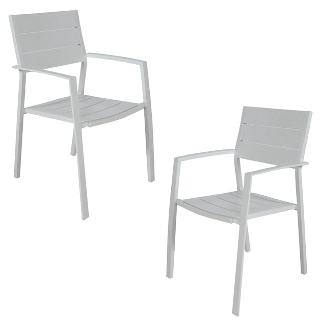 Buy Percy 2pc Set Outdoor Dining Table Chair Aluminium Frame White discounted | Products On Sale Australia