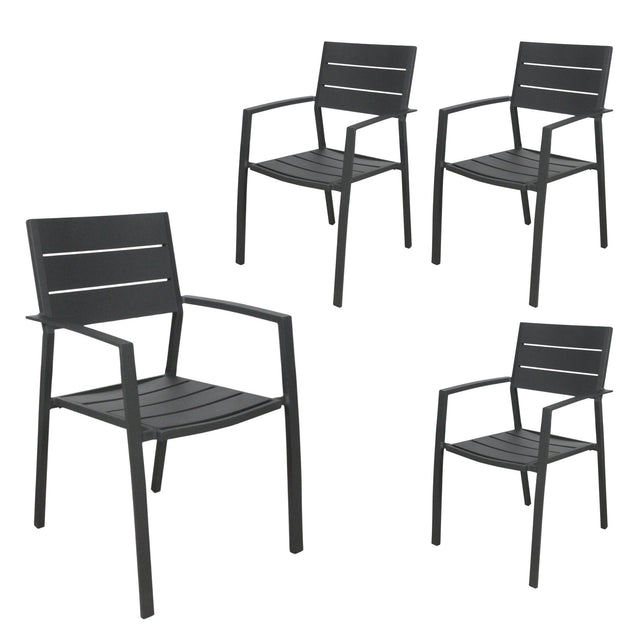 Buy Percy 4pc Set Outdoor Dining Table Chair Aluminium Frame Grey discounted | Products On Sale Australia