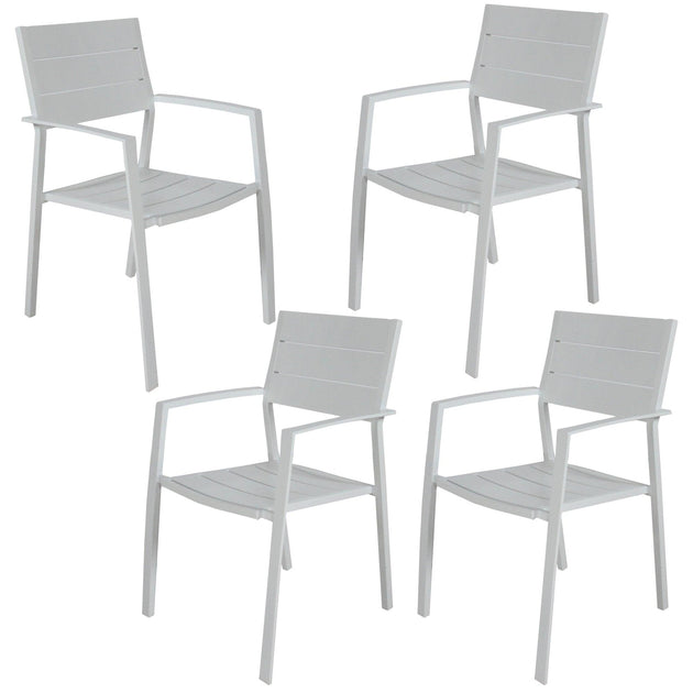 Buy Percy 4pc Set Outdoor Dining Table Chair Aluminium Frame White discounted | Products On Sale Australia