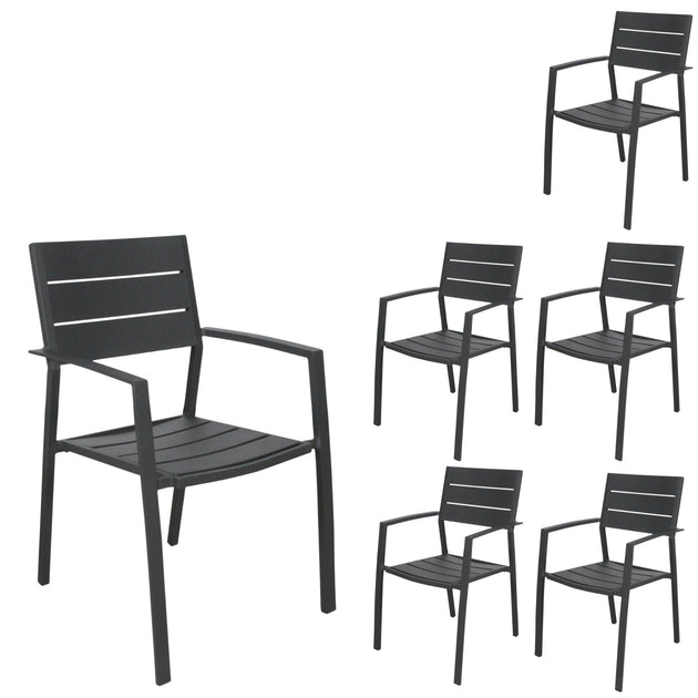 Buy Percy 6pc Set Outdoor Dining Table Chair Aluminium Frame Grey discounted | Products On Sale Australia