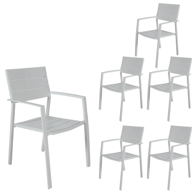 Buy Percy 6pc Set Outdoor Dining Table Chair Aluminium Frame White discounted | Products On Sale Australia