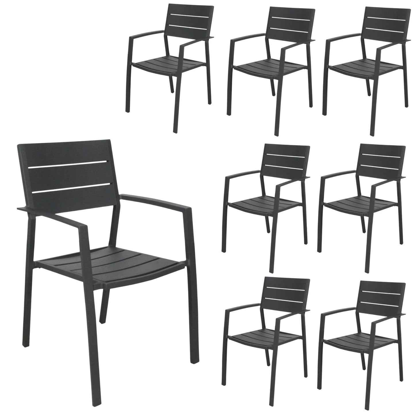 Buy Percy 8pc Set Outdoor Dining Table Chair Aluminium Frame Grey discounted | Products On Sale Australia