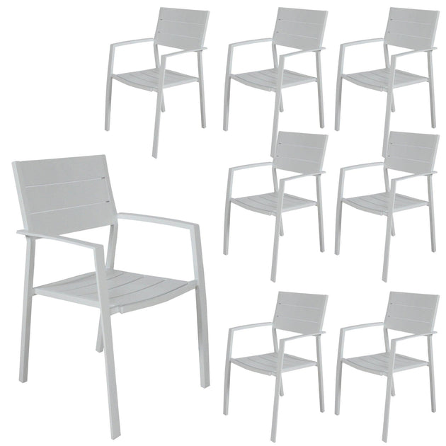 Buy Percy 8pc Set Outdoor Dining Table Chair Aluminium Frame White discounted | Products On Sale Australia