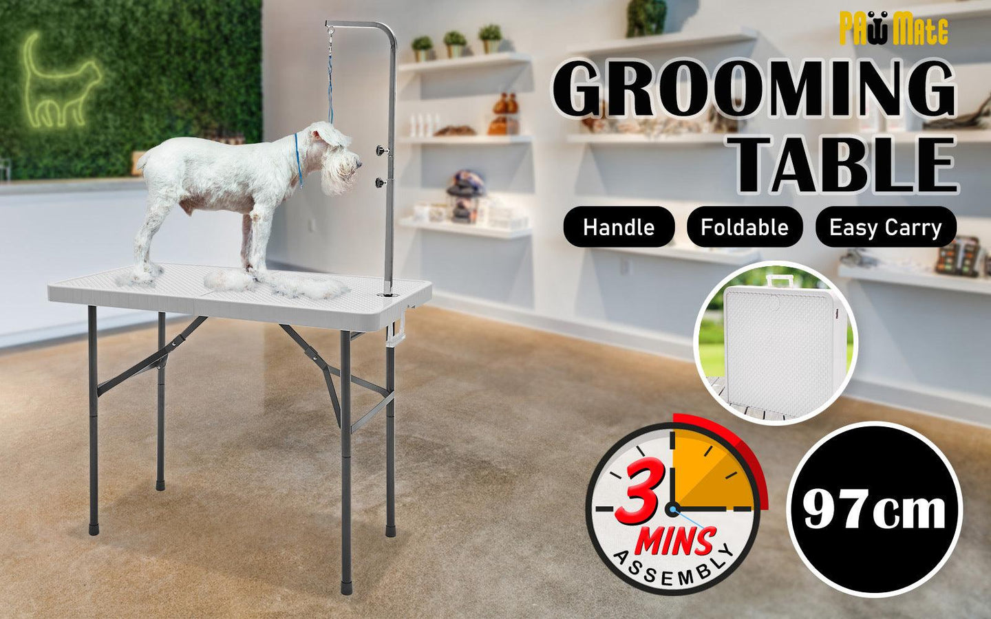 Buy Pet Grooming Salon Table Foldable 97cm Dog Cat WHITE discounted | Products On Sale Australia