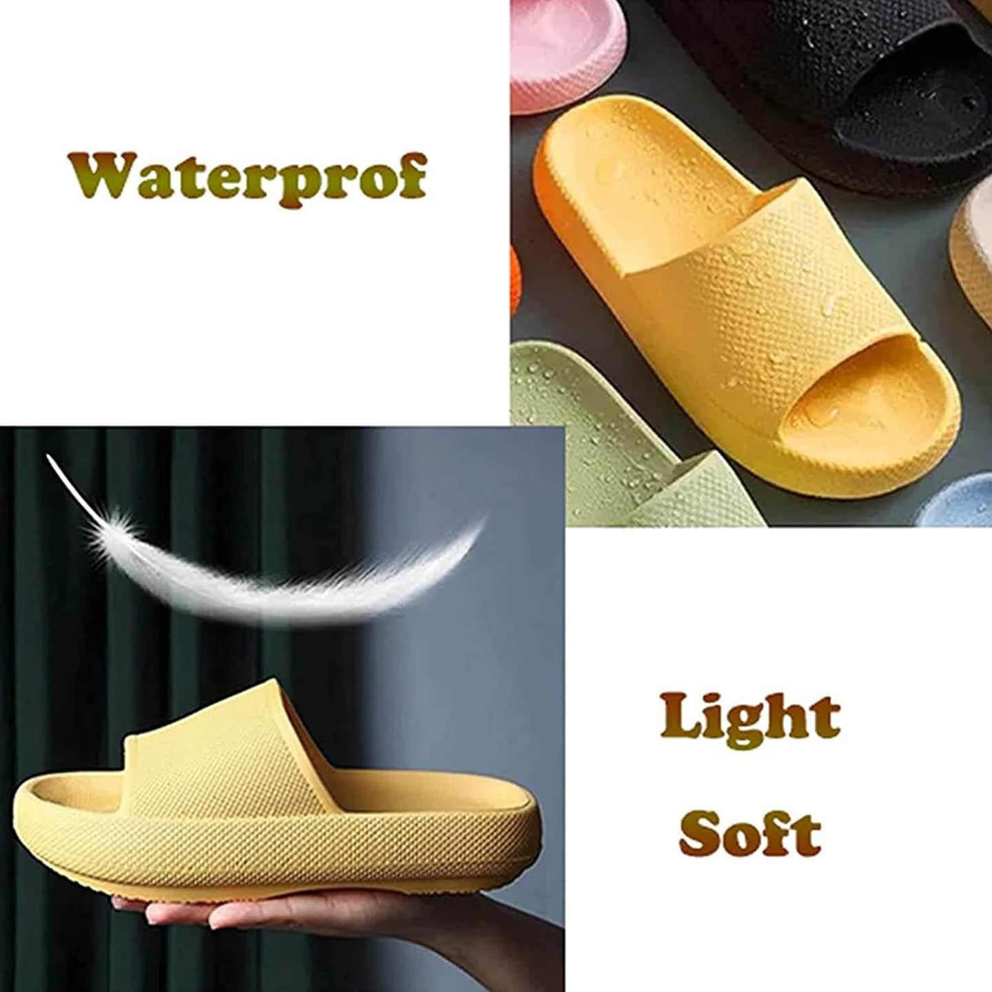 Buy Pillow Slides Sandals Non-Slip Ultra Soft Slippers Cloud Shower EVA Home Shoes, Black, 38/39 discounted | Products On Sale Australia