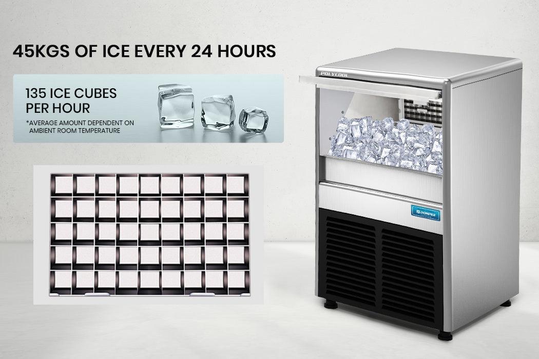 Buy POLYCOOL Commercial Automatic Ice Cube Maker, Free Standing Stainless Steel Ice Machine, 410 Grade discounted | Products On Sale Australia