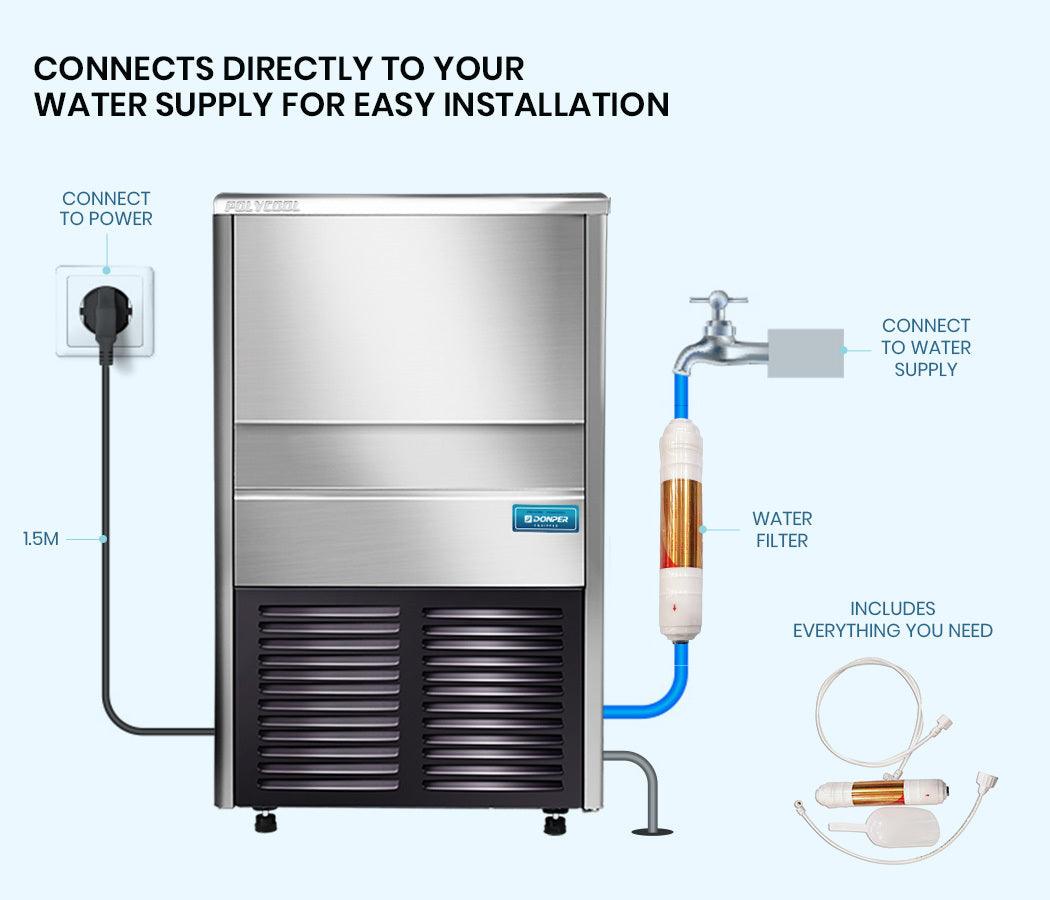 Buy POLYCOOL Commercial Automatic Ice Cube Maker, Free Standing Stainless Steel Ice Machine, 410 Grade discounted | Products On Sale Australia