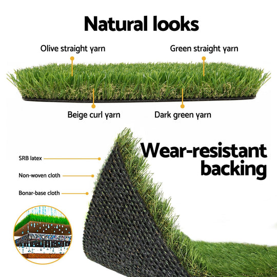 Buy Primeturf Artificial Grass 30mm 2mx5m Synthetic Fake Lawn Turf Plastic Plant 4-coloured discounted | Products On Sale Australia