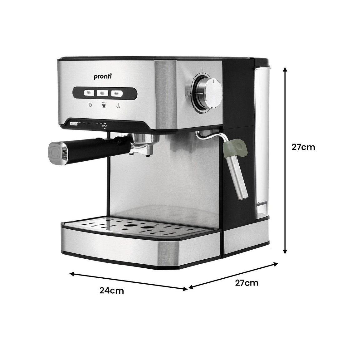 Buy Pronti 1.6L Automatic Coffee Espresso Machine with Steam Frother discounted | Products On Sale Australia