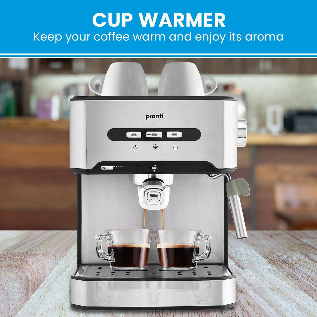 Buy Pronti 1.6L Automatic Coffee Espresso Machine with Steam Frother discounted | Products On Sale Australia