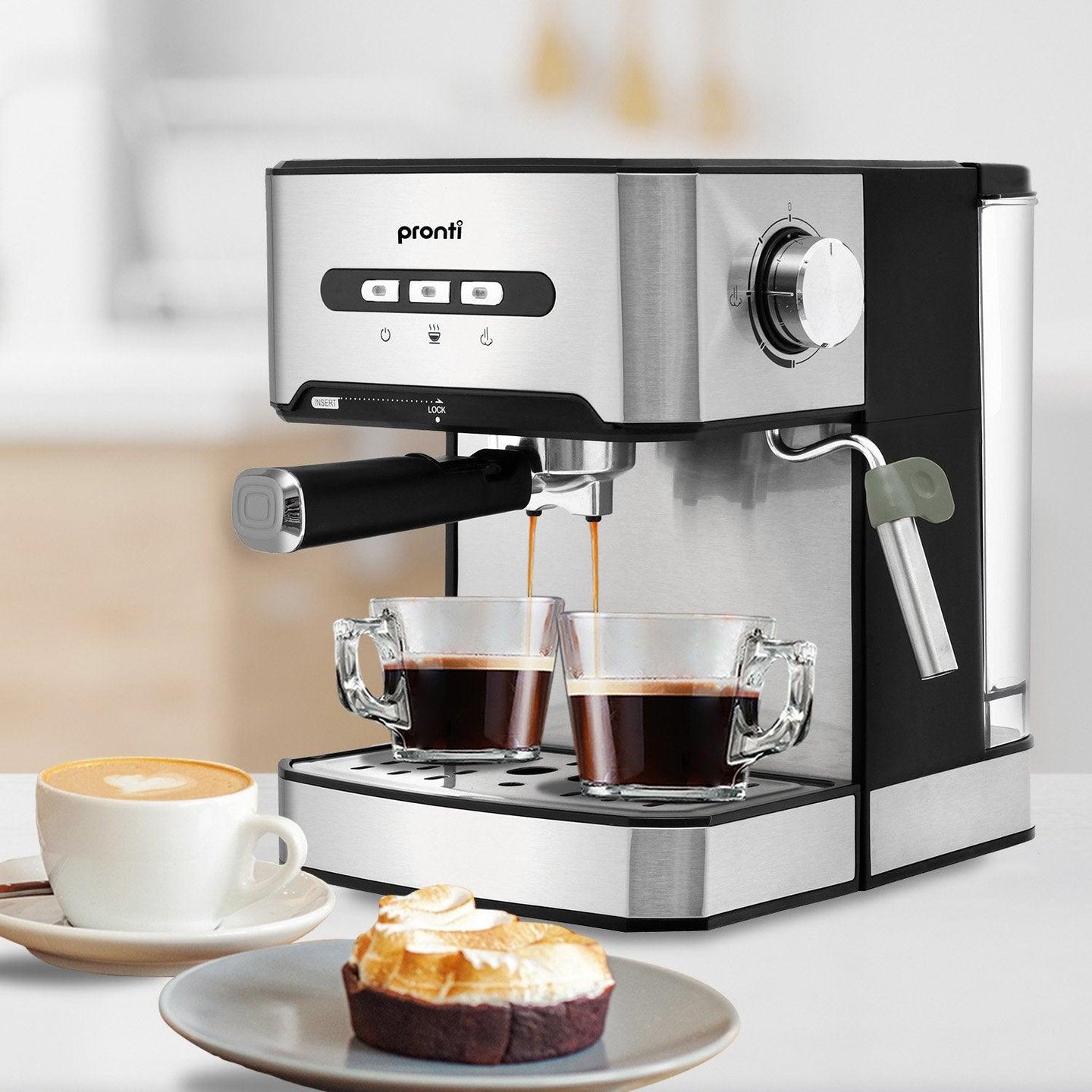 Buy Pronti 1.6L Automatic Coffee Espresso Machine with Steam Frother discounted | Products On Sale Australia