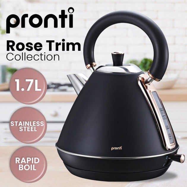 Buy Pronti 1.7L Rose Trim Collection Kettle - Black discounted | Products On Sale Australia