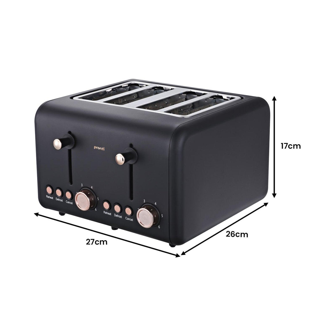 Buy Pronti 4 Slice Toaster Rose Trim Collection - Black discounted | Products On Sale Australia