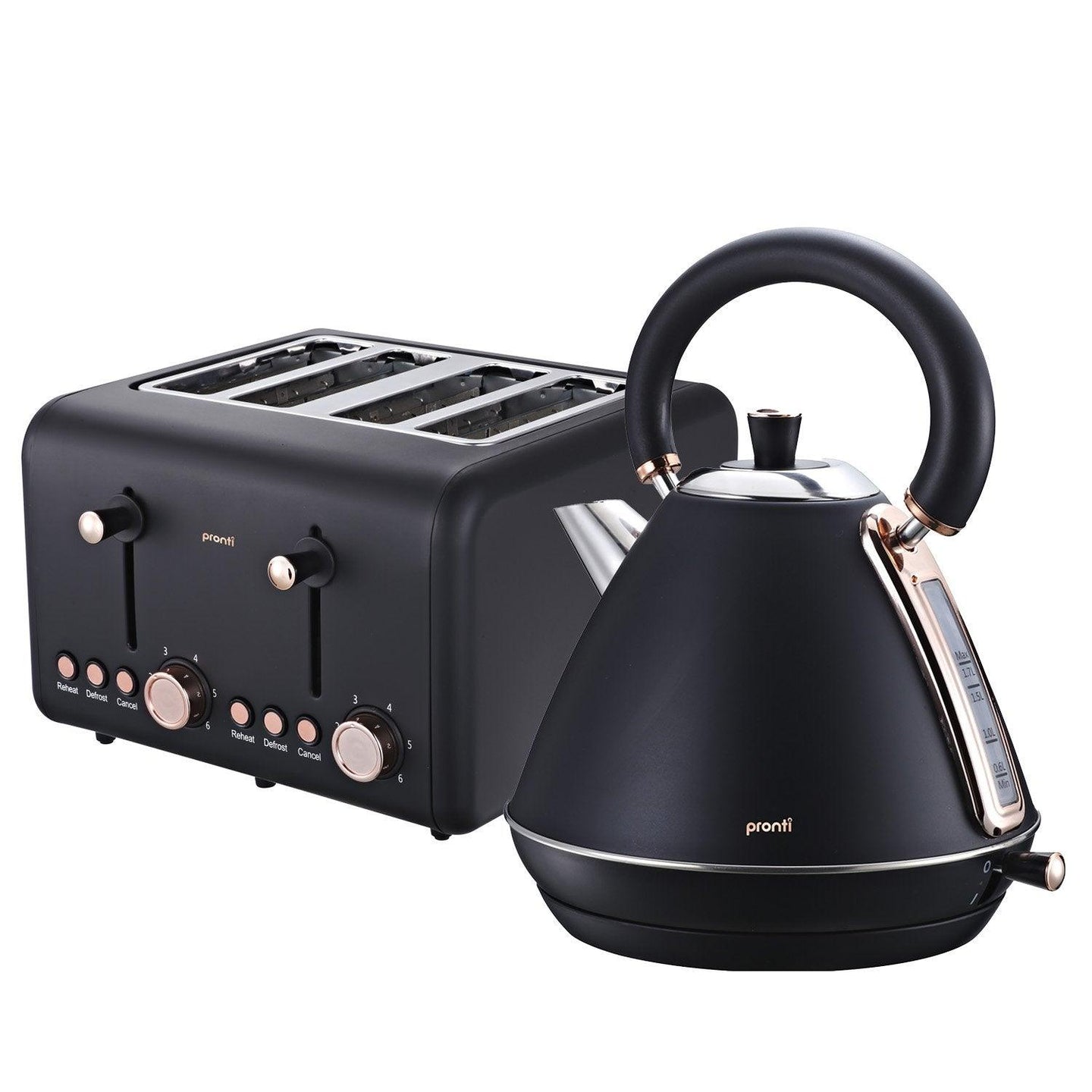 Buy Pronti Rose Trim Collection Toaster & Kettle Bundle - Black discounted | Products On Sale Australia