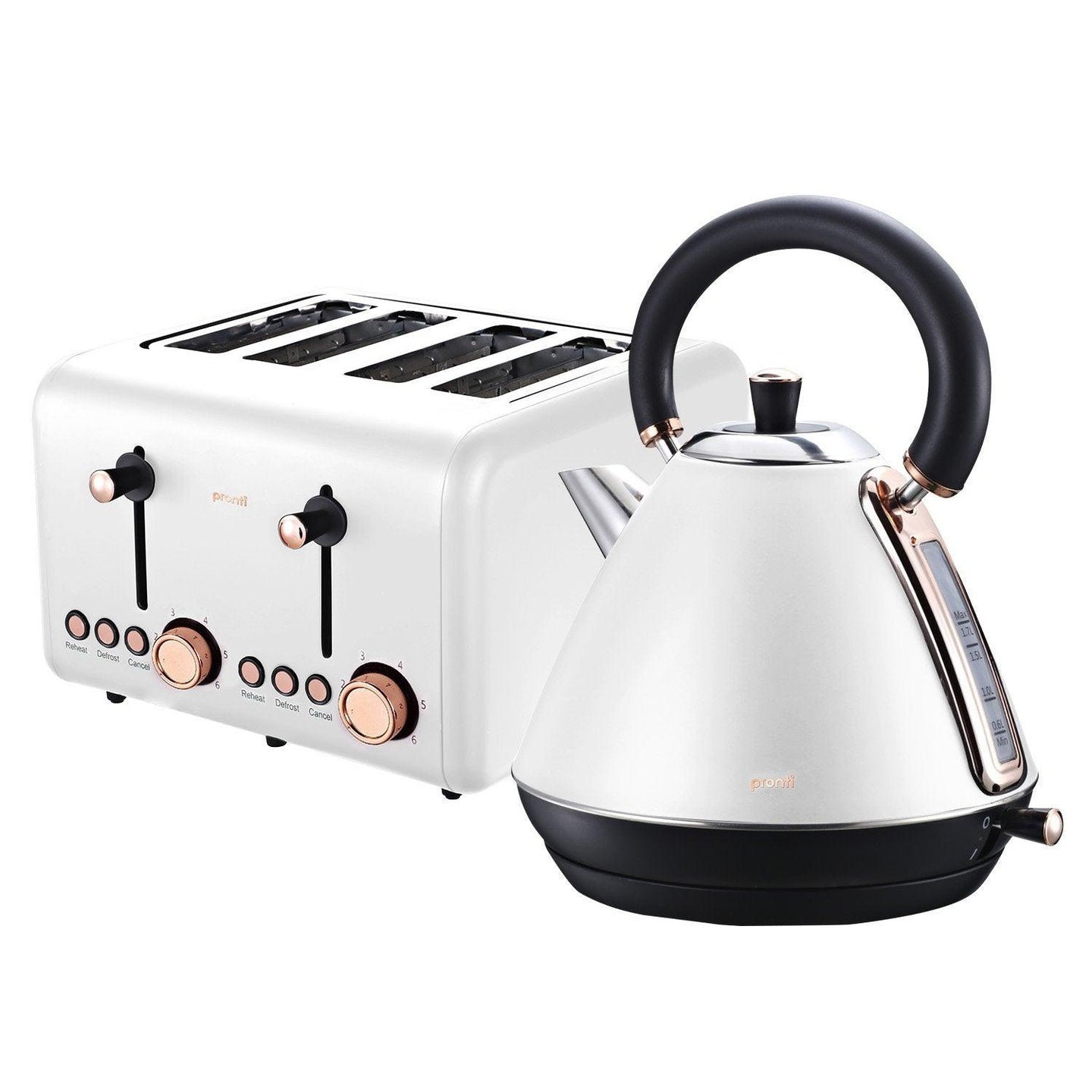 Buy Pronti Rose Trim Collection Toaster & Kettle Bundle - White discounted | Products On Sale Australia