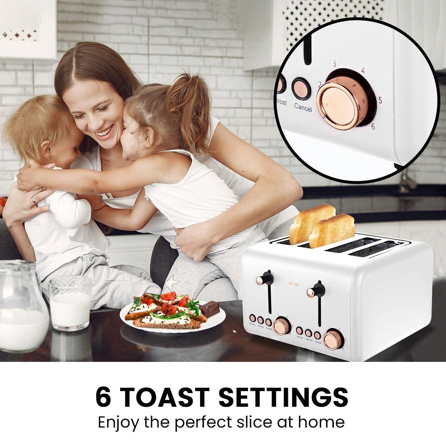 Buy Pronti Rose Trim Collection Toaster & Kettle Bundle - White discounted | Products On Sale Australia