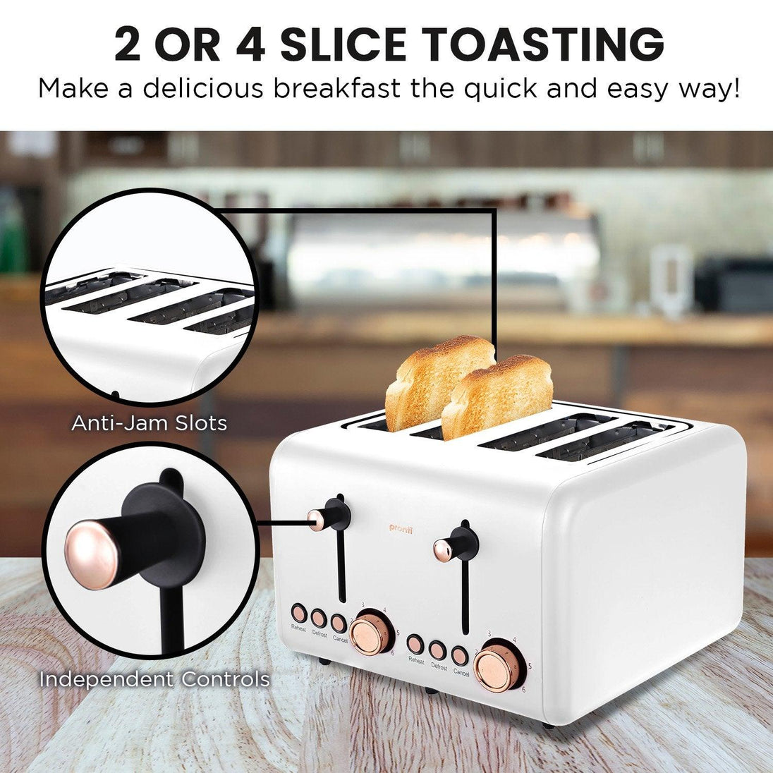 Buy Pronti Rose Trim Collection Toaster & Kettle Bundle - White discounted | Products On Sale Australia