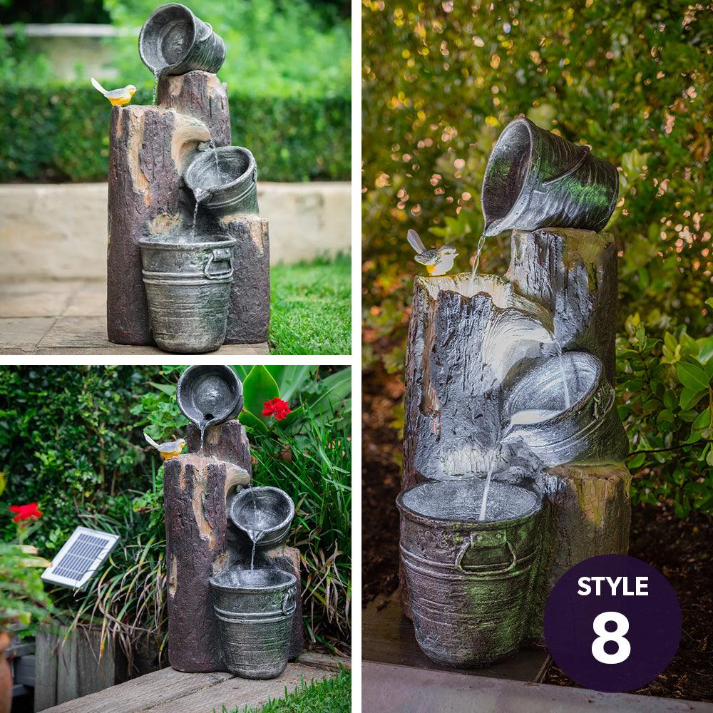 Buy PROTEGE Solar Fountain Water Feature Outdoor Bird Bath with LED Lights - Charcoal discounted | Products On Sale Australia