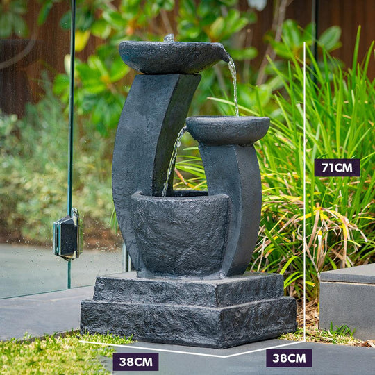 Buy PROTEGE Solar Fountain Water Feature Outdoor Bird Bath with LED Lights - Charcoal discounted | Products On Sale Australia