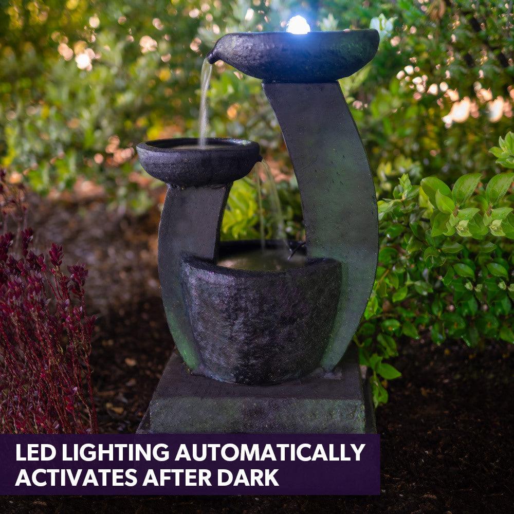 Buy PROTEGE Solar Fountain Water Feature Outdoor Bird Bath with LED Lights - Charcoal discounted | Products On Sale Australia