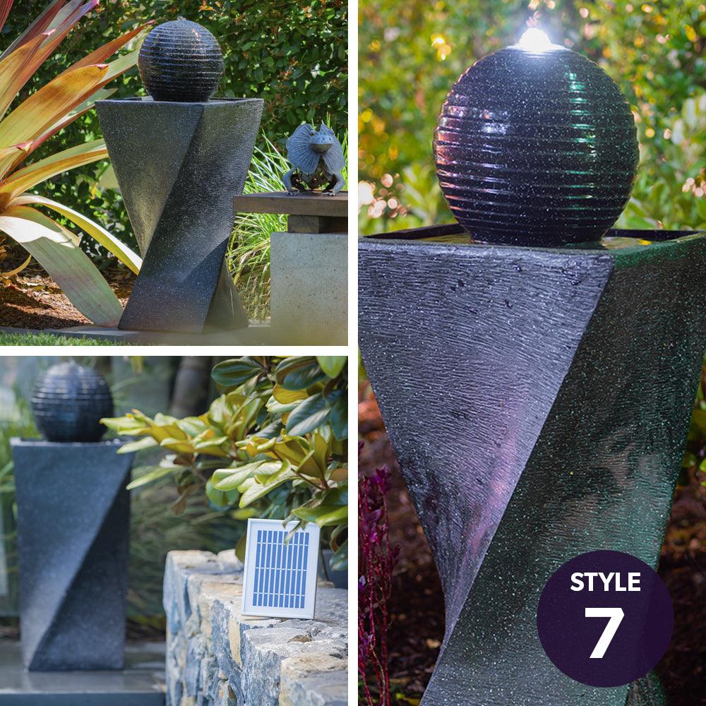 Buy PROTEGE Solar Fountain Water Feature Outdoor Bird Bath with LED Lights - Charcoal discounted | Products On Sale Australia