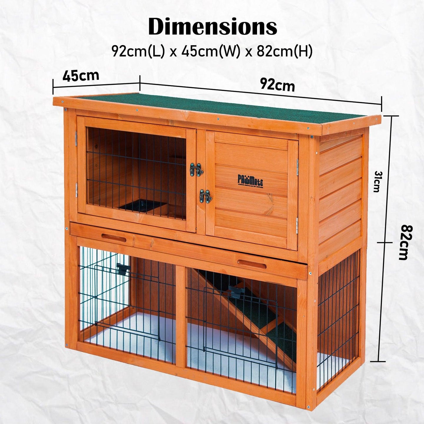 Buy Rabbit Hutch Chicken Coop 92 x 45 x 82cm 2 Storey Cage Run Aria discounted | Products On Sale Australia