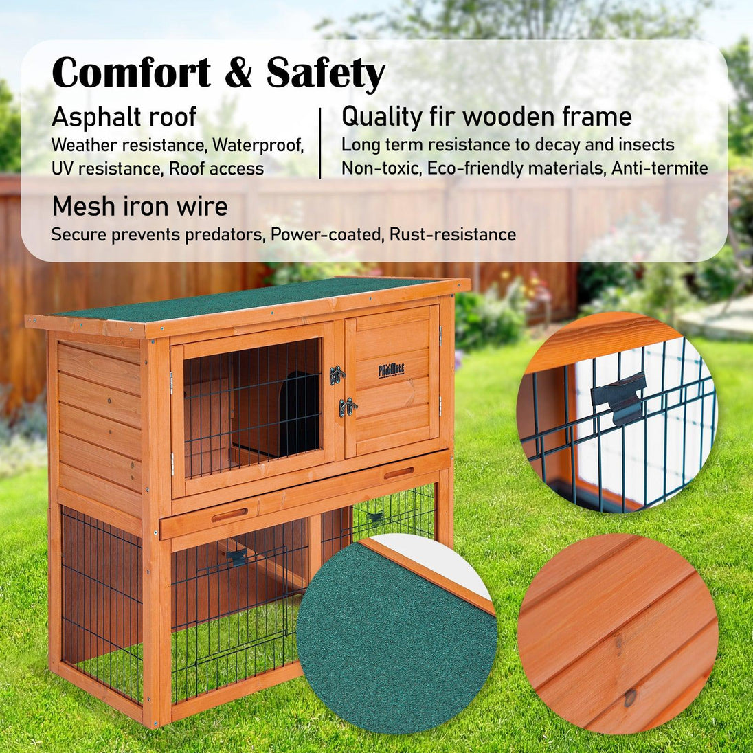 Buy Rabbit Hutch Chicken Coop 92 x 45 x 82cm 2 Storey Cage Run Aria discounted | Products On Sale Australia