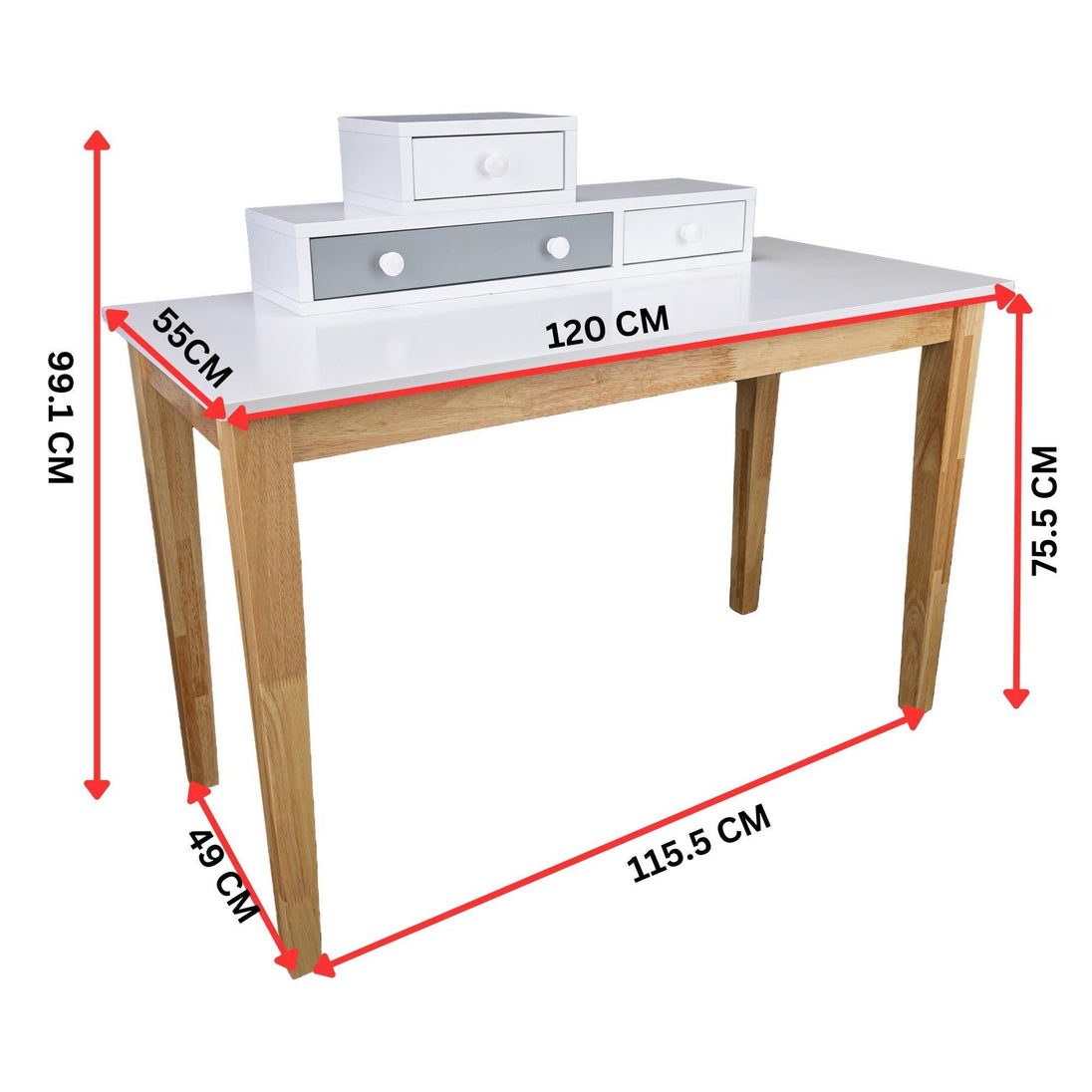 Buy Reader Kids Children Study Computer Desk 120cm Table Rubber Wood - Grey discounted | Products On Sale Australia