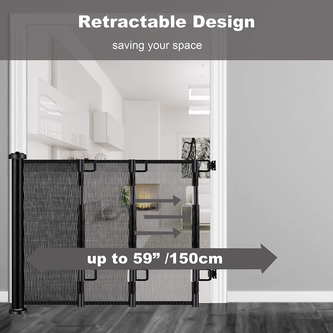 Buy Retractable 1.5M Doorways Hallways Stairs Baby Gate Dog Pet Gate Indoor Outdoor Safety Gates discounted | Products On Sale Australia