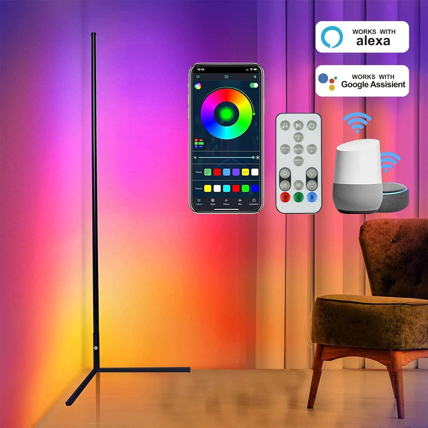 Buy RGB LED Floor Lamp, Smart Modern, Stand Light discounted | Products On Sale Australia