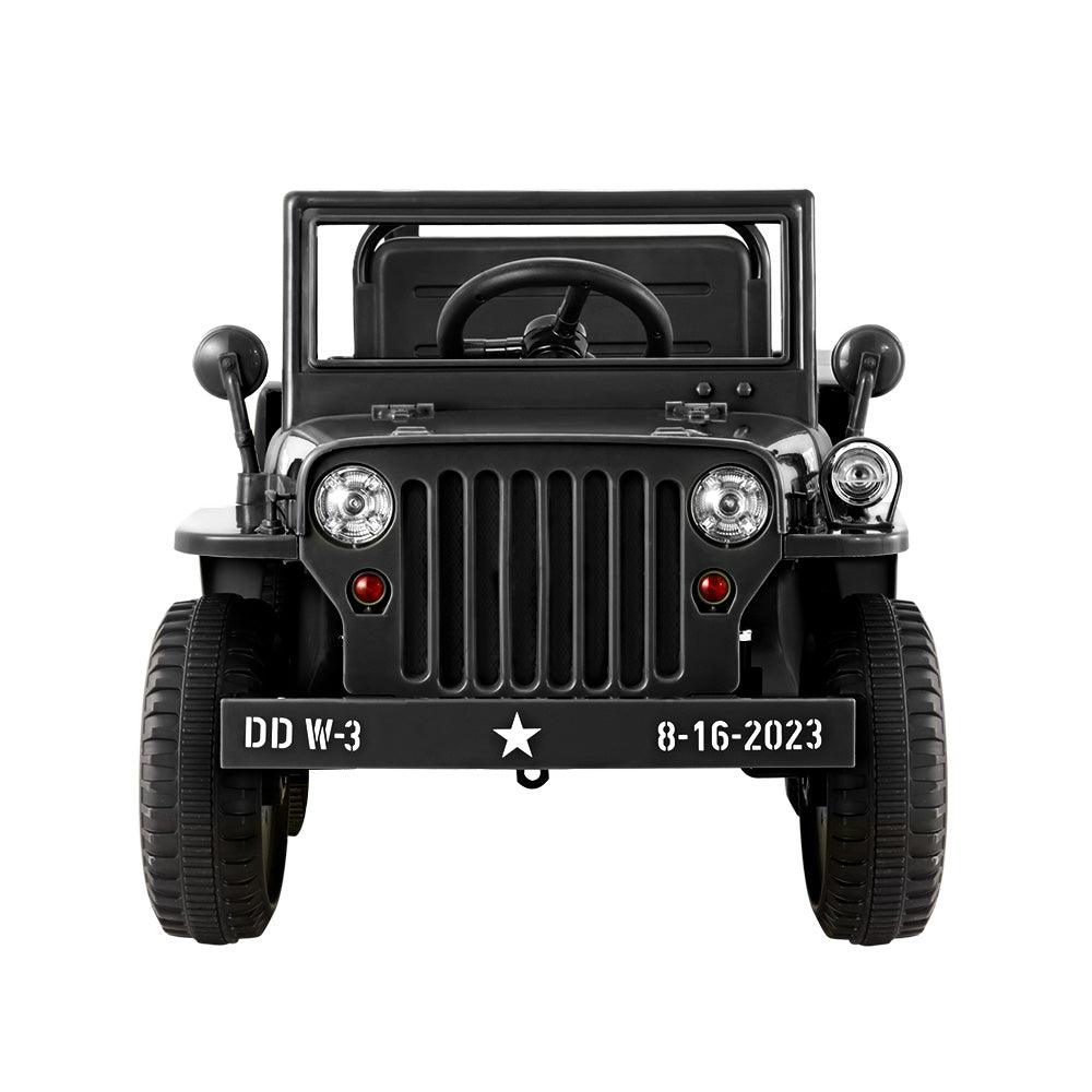 Buy Rigo Kids Electric Ride On Car Jeep Military Off Road Toy Cars Remote 12V Black discounted | Products On Sale Australia